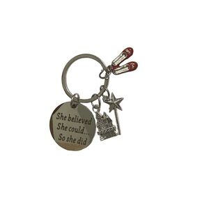 Wicked Inspired Charm Keychain — “She Believed” Quote